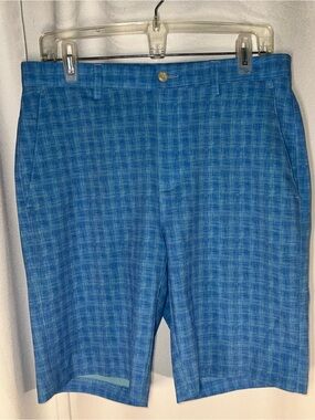 PGA Tour Blue Plaid Golf Shorts Size 32 NWT Performance Stretch Active